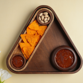 Mango Wood Chip & Dip Platter Set with Bowls