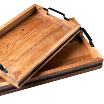 Acacia Wood Serving Trays Set of 2