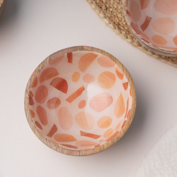 Mango Wood Serving Bowls Set of 2 – Orange