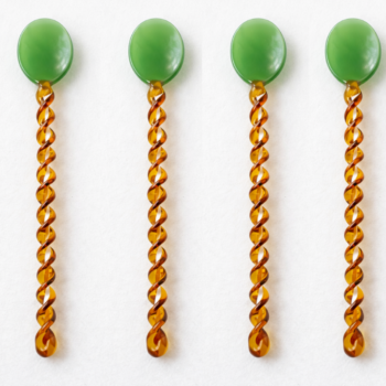 4-Piece Amber Twisted Borosilicate Glass Stirring Spoons