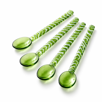 4-Piece Green Dual-Colored Borosilicate Glass Stirring Spoons