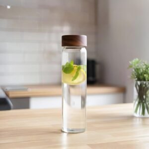 Sleek Borosilicate Glass Bottle With Wooden Lid