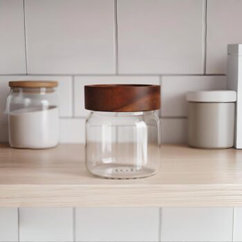 Borosilicate Glass Storage Jar With Wooden Lid