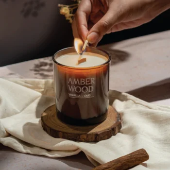 Amber Wood Candle 100% Soy Wax 200gm