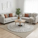 Round Geometric Line Pattern Rug | Modern Living Room Rug