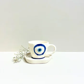 Midnight Nazar – Evil Eye Ceramic Mug & Plate Set