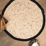 Midnight Edge Round Handwoven Cotton Rug