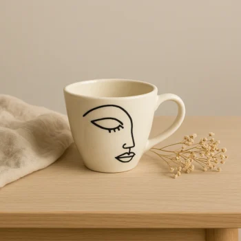 Muse in Clay – Handcrafted Line Art Cup