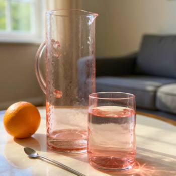 Impressioned Glass Pitcher - Blush