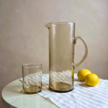 Impressioned Glass Pitcher - Smoke