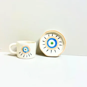 Sunstone Gaze Evil Eye Ceramic Mug & Plate Set