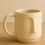 Arto Face Mug Handmade Ceramic Mug in Off-White with Minimalist Face Design 330ml