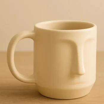 Arto Face Mug Handmade Ceramic Mug in Off-White with Minimalist Face Design