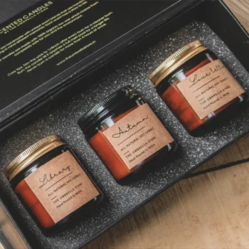 Luxe gift box- Set of 3 scented candles:Autumn, Library and Love Letters