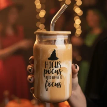 Hocus Pocus Glass Tumbler with Lid and Straw