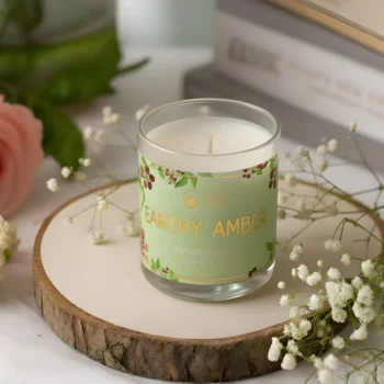 Earthy Amber Glass Jar Candle