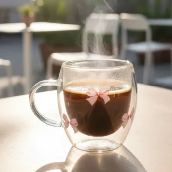 Bow Double Walled Glass Mug