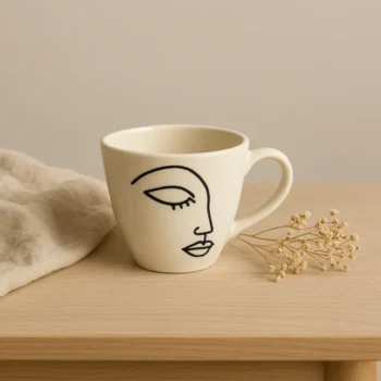 Muse in Clay Handcrafted Line Art Ceramic Cup