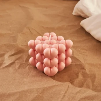 Pink Heart Cube Candle