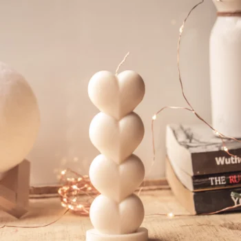 White Heart Shaped Pillar candle