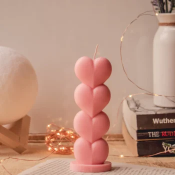 Pink Heart Shaped Pillar Candle