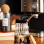 Ripple Textured Glass Tumbler With Straw 500ml
