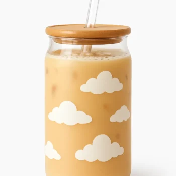 Cloud Glass Tumbler with Lid and Straw