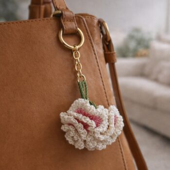 Crochet Carnation Keychain