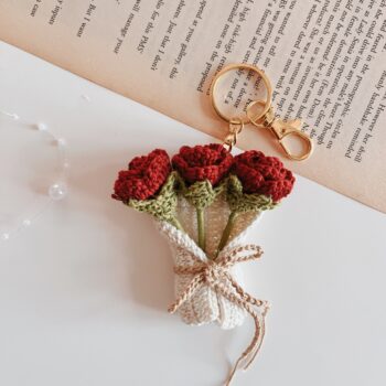 Crochet Rose Bouquet Keychain