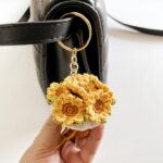 Handmade Crochet Sunflower Bouquet Bag Charm / Keychain