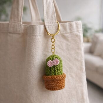 Crochet Cactus Keychain