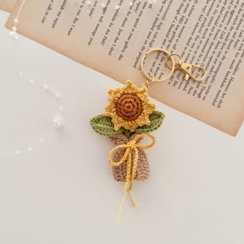 Crochet Wraped Sunflower Keychain