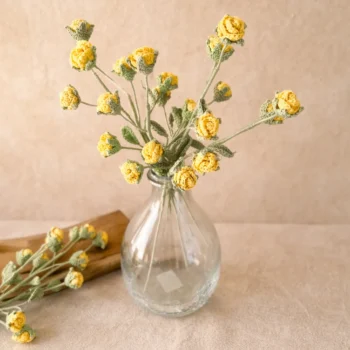 Crochet Yellow Mini Rose set of 2