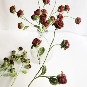 Crochet Mini Rose Stick Set of 2 - Red