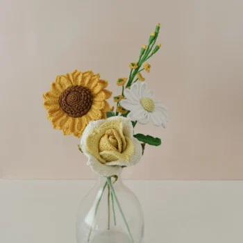 Crochet Sunflower Thai Bouquet - 4 Stems