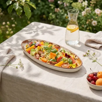 Summer Orchard Stoneware Oval Serving Tray