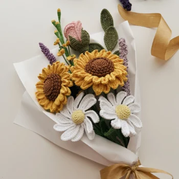 Crochet Sunflower Daisy Bloom Bouquet