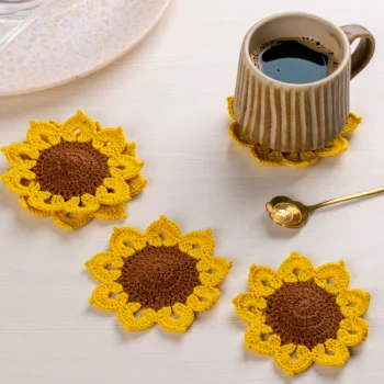 Crochet Sunflower Coasters (Set of 5)