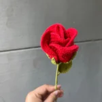 Crochet Red Rose Flower Bud - Single