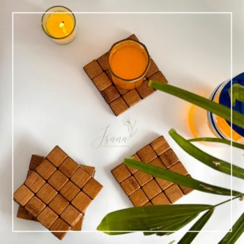 Isana Bamboo Coaster Set – 6 pcs