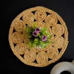 Sun Spiral Jute Coaster – Handwoven Boho Elegance