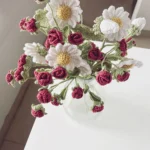 Crochet Daisy & Mini Rose Combo Set - 5 Stems